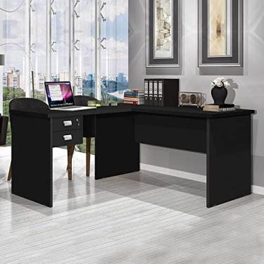 Imagem de Mesa em L Diretor Preta Para Escritório Office Espaçosa Escrivaninha de Canto - Preto TL