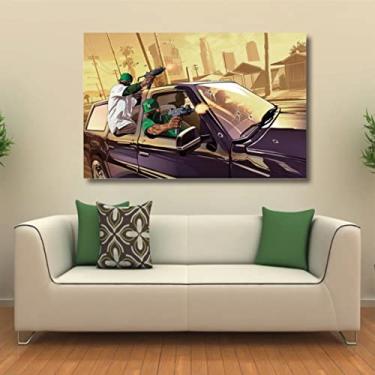 Imagem de Quadro decorativo GTA V Jogos com Tela de Tecido