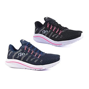 Imagem de Kit 2 Pares Tênis De Academia Runway Training Feminino Tamanho:39;Cor:Marinho Pink e Preto Pink