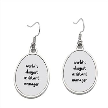 Imagem de Brinco World's Okayest Assistant Manager – Brincos pendentes para meninas – Presente de festa de aniversário dos namorados, Metal, Sem pedras preciosas