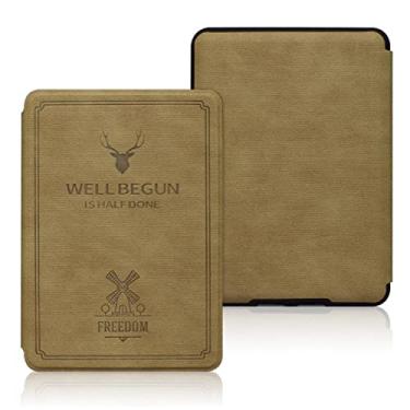 Imagem de Capa macia vintage para Kindle Basic (serve apenas para 10ª geração 2019, modelo J9G29R) com proteção automática acordar/dormir, impermeável e magnética