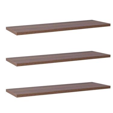 Imagem de Kit Com 3 Prateleiras 40 X 15cm Suporte Invisivel Cor Nogal Malaga (madeira Escura)