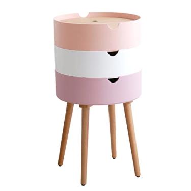 Imagem de Mesas Laterais para Cama Quarto Quarto Mesa de Cabeceira Pequeno Apartamento Multifuncional Sala de Estar Rack Moderno Minimalista Criativa Mesa de Cabeceira Lateral Redonda para Quarto (Cor: A)