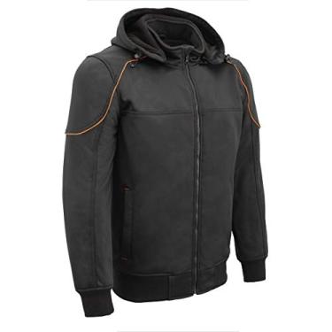 Imagem de Jaqueta masculina Milwaukee de couro com capuz destacável e proteção macia e preta MPM1764Milwaukee Leather 4X preto MPM1764-BLACK-4X