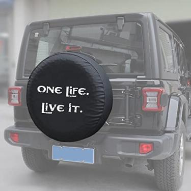 Imagem de ZTYCKJ Impressão Branca de 81,28 cm One Life It Preto Pneu de Couro PVC para Jeep VW BMW Sahara Rubicon Hummer Toyota FJ Cruiser Suzuki (Branco, 43 cm)