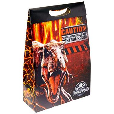 Imagem de Caixa Para Presente Plus Cromus Embalagens na Estampa Jurassic World com Aba de Fechamento e Alça 26x11x40 cm com 10 Unidades