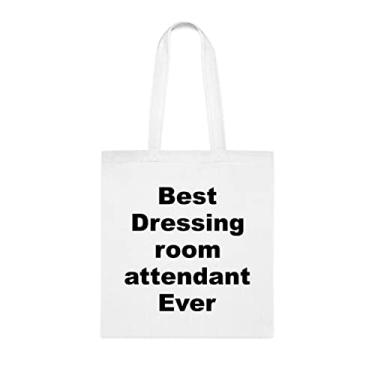 Imagem de Bolsa tote para atendente de vestir, melhor assistente de quarto de vestir, presente para atendente de sala de vestir, bolsas reutilizáveis, para atendente de sala de vestir, ideia de de Natal, Branco