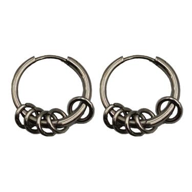 Imagem de Brinco Masculino Argola com Pingente Furo 1 par