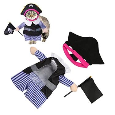 Imagem de Fantasia de pirata para cachorro, roupas de cachorro de Halloween com chapéu de pirata para gatos cães pequenos RPG