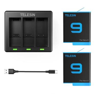 Imagem de Carregador Triplo + 2 Baterias Telesin para  GoPro 9 e 10 Black
