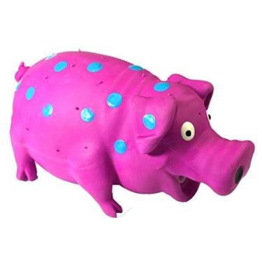 Imagem de WANT CHEW Brinquedos mastigáveis de látex para cães, Oink Oink Oink Pig 21 cm com bolinhas Aqua recheadas com algodão.