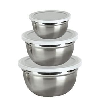 Imagem de Jogo de 3 bowls Light Metal em aco inox com tampa em plastico 700ml/950ml/1,4L