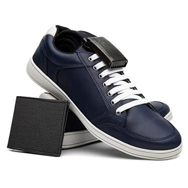 Imagem de Kit Tênis Masculino Casual Esporte Fino e Cinto e Carteira - Azul Marinho/38