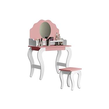 Imagem de Penteadeira Infantil com Espelho Banqueta Branco/rosa Mdf