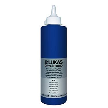 Imagem de Lukas CRYL Studio Tinta acrílica para artista, azul prussiano, frasco de 500 ml - Tintas acrílicas de alto pigmento para pintura em tela, trabalhos em grande escala - Viscosidade média, mistura de