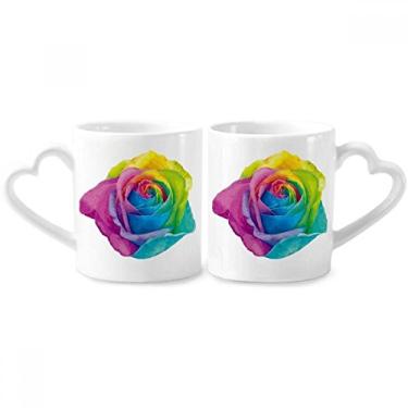 Imagem de Conjunto de canecas de porcelana para casais, lésbicas, arco-íris, gays, flor, lésbica, LGBT