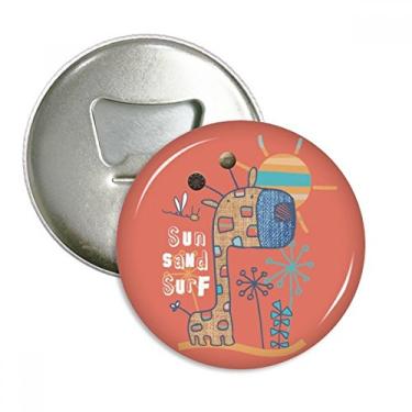 Imagem de Girafa desenho animado animal sol vermelho abridor de garrafas ímã de geladeira emblema multifuncional