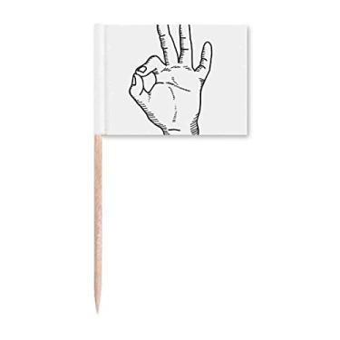 Imagem de Desenho de linha OK padrão de gestos palito de dente bandeiras marcadoras decoração de festa