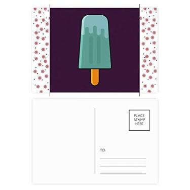 Imagem de Cartão-postal de celebração de flores natalinas com sorvete e picolé verde azul