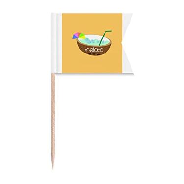 Imagem de Sumo de coco hidrolisado verão para palito de dentes desenhados à mão, marcação de rotulagem para bolo de festa, prato de queijo