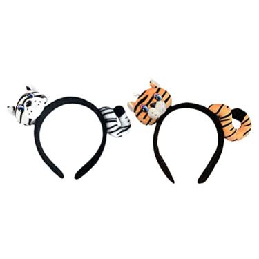 Imagem de HEALLILY 2 peças de argolas de cabelo com tema de tigre exclusivas faixas de cabelo infantis cosplay adoráveis roupas de cabelo