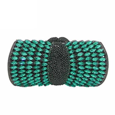 Imagem de Boutique De FGG Bolsa clutch de cristal brilhante para mulheres, bolsas noturnas com pontas, para festa de casamento, strass, bolsa clutch mini, Verde, Medium