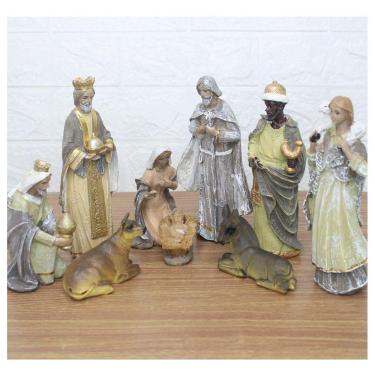 Imagem de Decoração Enfeite Natal Presépio Natalino Resina 9 Peças