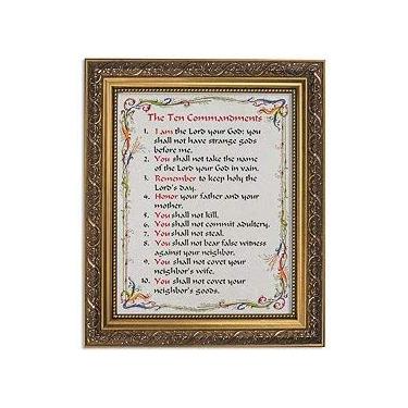 Imagem de 1home Arte ornamentada inspiradora emoldurada a ouro, 33 cm, dez mandamentos