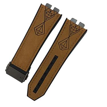 Imagem de DFAMIN 17 * 27mm couro genuíno borracha silicone pulseira para Hublot Big Bang 42mm 441 440 couro de bezerro pulseira de relógio de liberação rápida (cor: 33, tamanho: 17x27mm)