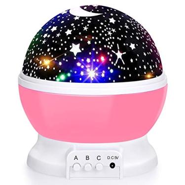 Imagem de Projetor de luz noturna estrela, luzes de bebê com 4 lâmpadas de LED, 8 luzes que mudam de cor com cabo USB, projetor de estrelas rotativas de 360 graus para decoração de quarto de bebê e crianças