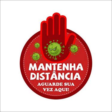Imagem de Adesivo P/Chão Mantenha Distância Vermelho 10 Unidades Mod01