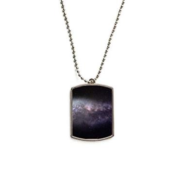 Imagem de DIYthinker Colar elíptico com pingente de corrente de aço inoxidável padrão universo de nebulosa cósmica