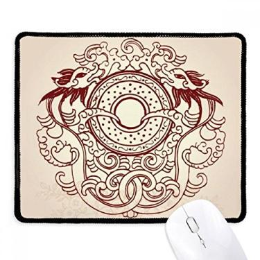 Imagem de Dois mouse pad de dragão chinês com borda costurada, tapete de borracha para jogos