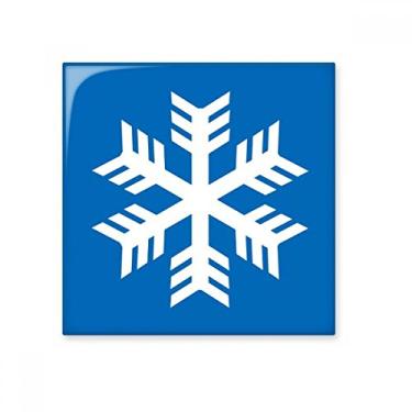 Imagem de Decalque brilhante de azulejo de cerâmica com desenho de floco de neve azul