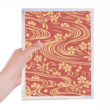 Imagem de Caderno vermelho encaracolado com flores da cultura japonesa Folhas soltas Diário Recarregável