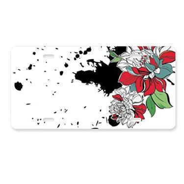 Imagem de DIYthinker Tinta aquarela flor peônia placa de licença decoração aço inoxidável automóvel