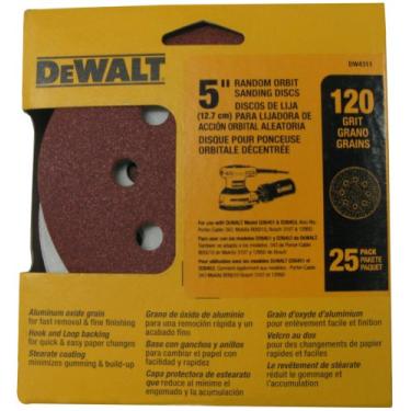 Imagem de DEWALT Lixa de órbita aleatória DW4311 de 120 de 12 furos com 8 furos (pacote com 25), marrom