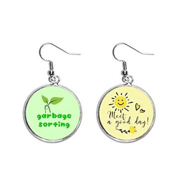 Imagem de Brinco de flor de sol com gotas verdes em risco de extinção joia moderna