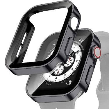 Imagem de SVAPO Capa + Vidro para Apple Watch Serie 8 45mm 41mm 44mm 40mm Protetor de Tela À Prova D'água Acessórios Edge Bumper iWatch 5 SE 6 7 Capa (Cor: Preto Fosco, Tamanho: 44mm Série 4 5 6 SE)