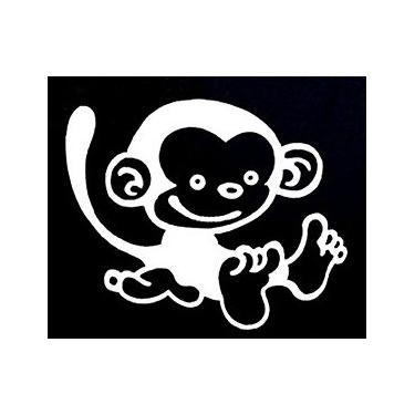 Imagem de Adesivo de vinil de bebê macaco | Carros Caminhões Vans Paredes Laptop|Branco|5,5 polegadas|CCI360