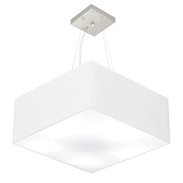 Imagem de Lustre Pendente Quadrado Cúpula Tecido 21/50x50 cm, Vivare Iluminação, Pendente4006 BR, Branco, Médio