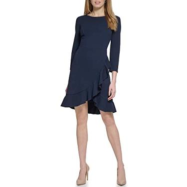 Imagem de Tommy Hilfiger Vestido trapézio texturizado feminino, Capitão do céu, 50