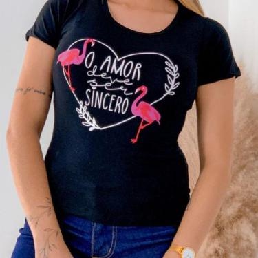 Imagem de Blusa Feminina T-Shirt Estampa Flamingo Manga Curta - Gk