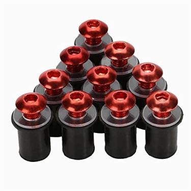 Imagem de Porca de roda 10 peças 5 mm/0,20 polegadas motocicleta moto moto pára-brisas kit de parafusos de para-brisa acessórios peças para novas tampas de porca de roda (cor: vermelho)