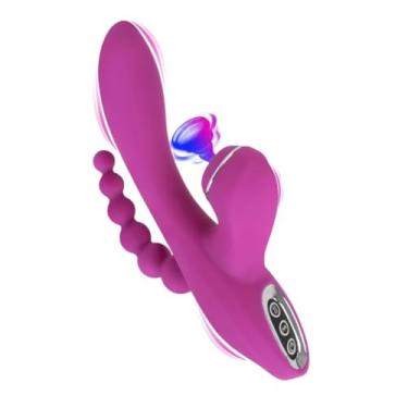 Imagem de Vibradores Feminino Rabbit para Mulheres, Sugador de Clitóris, Plugue Vaginal, Contas Anais, Grande Dildo, Masturbador Feminino, Brinquedos Eróticos 10 Velocidades