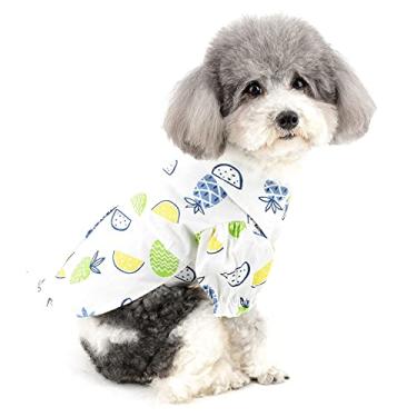 Imagem de Zunea Camisas havaianas para cães pequenos verão filhote roupas legais camiseta de praia de algodão macio acampamento de férias manga curta animal de estimação cachorro camisa engraçado vestuário para
