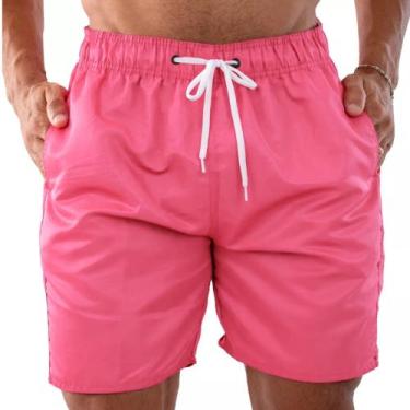 Imagem de Bermuda Tactel Shorts Praia Confortável Masculina Lisa Cores Sortidas