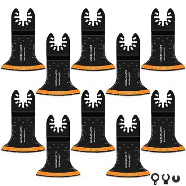 Imagem de QENWKXZ Lâmina de serra oscilante de aço de alto carbono, 10 peças, conjunto de lâminas multiferramentas oscilantes multifuncionais de 6,5 cm, lâminas de ferramentas oscilantes de corte de borda curva