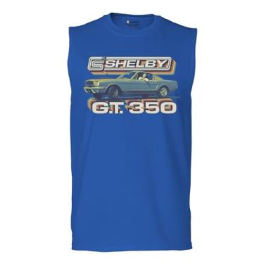 Imagem de Camiseta masculina vintage 1965 Shelby GT350 Muscle Car Retro Racing Mustang Cobra GT Performance Powered by Ford, Azul, G