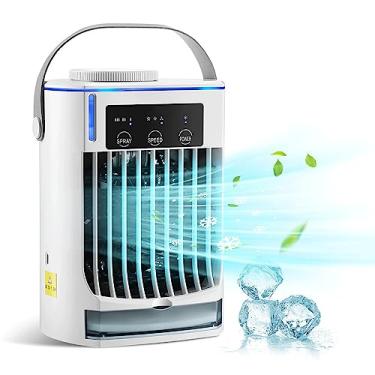 Imagem de Mini condicionadores de ar, refrigerador de ar portátil, refrigerador de ar evaporativo de 500 ml, 3 velocidades, ar condicionado pessoal USB, ventilador de refrigeração portátil para carro, casa,